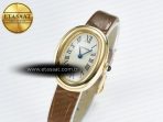 Baignoire De Cartier YG DRF 1:1 Best Edition Silver Dial on Brown Leather Strap Swiss Quartz