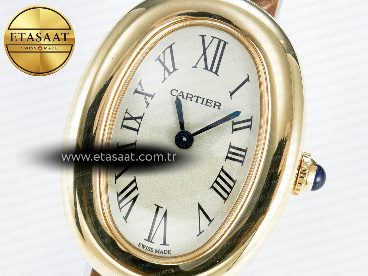 Baignoire De Cartier YG DRF 1:1 Best Edition Silver Dial on Brown Leather Strap Swiss Quartz - Görsel 10