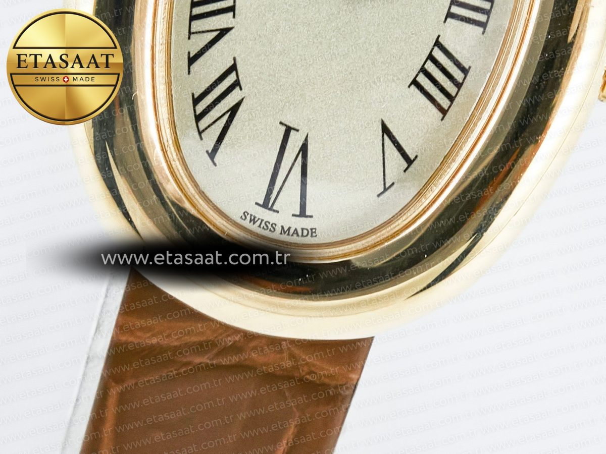 Baignoire De Cartier YG DRF 1:1 Best Edition Silver Dial on Brown Leather Strap Swiss Quartz - Görsel 11