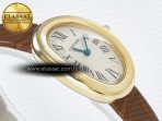 Baignoire De Cartier YG DRF 1:1 Best Edition Silver Dial on Brown Leather Strap Swiss Quartz - Görsel 7
