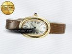 Baignoire De Cartier YG DRF 1:1 Best Edition Silver Dial on Brown Leather Strap Swiss Quartz - Görsel 9