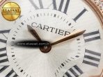 Ballon Blanc De Cartier 30mm RG DRF 1:1 Best Edition Silvered Texture Dial Diamonds Bezel on Black Leather Strap Ronda Quartz - Görsel 11