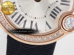Ballon Blanc De Cartier 30mm RG DRF 1:1 Best Edition Silvered Texture Dial Diamonds Bezel on Black Leather Strap Ronda Quartz - Görsel 12