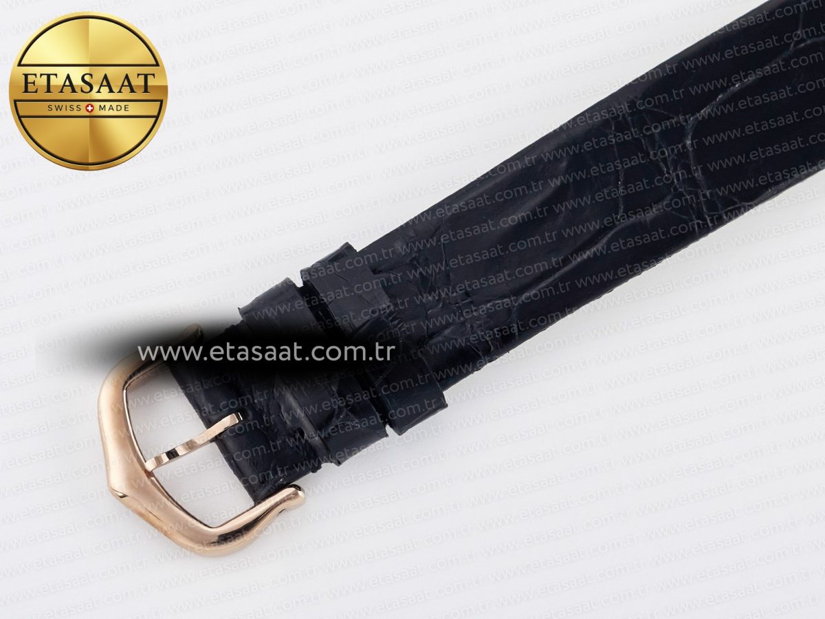 Ballon Blanc De Cartier 30mm RG DRF 1:1 Best Edition Silvered Texture Dial Diamonds Bezel on Black Leather Strap Ronda Quartz - Görsel 18