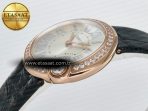 Ballon Blanc De Cartier 30mm RG DRF 1:1 Best Edition Silvered Texture Dial Diamonds Bezel on Black Leather Strap Ronda Quartz - Görsel 6