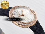 Ballon Blanc De Cartier 30mm RG DRF 1:1 Best Edition Silvered Texture Dial Diamonds Bezel on Black Leather Strap Ronda Quartz - Görsel 7