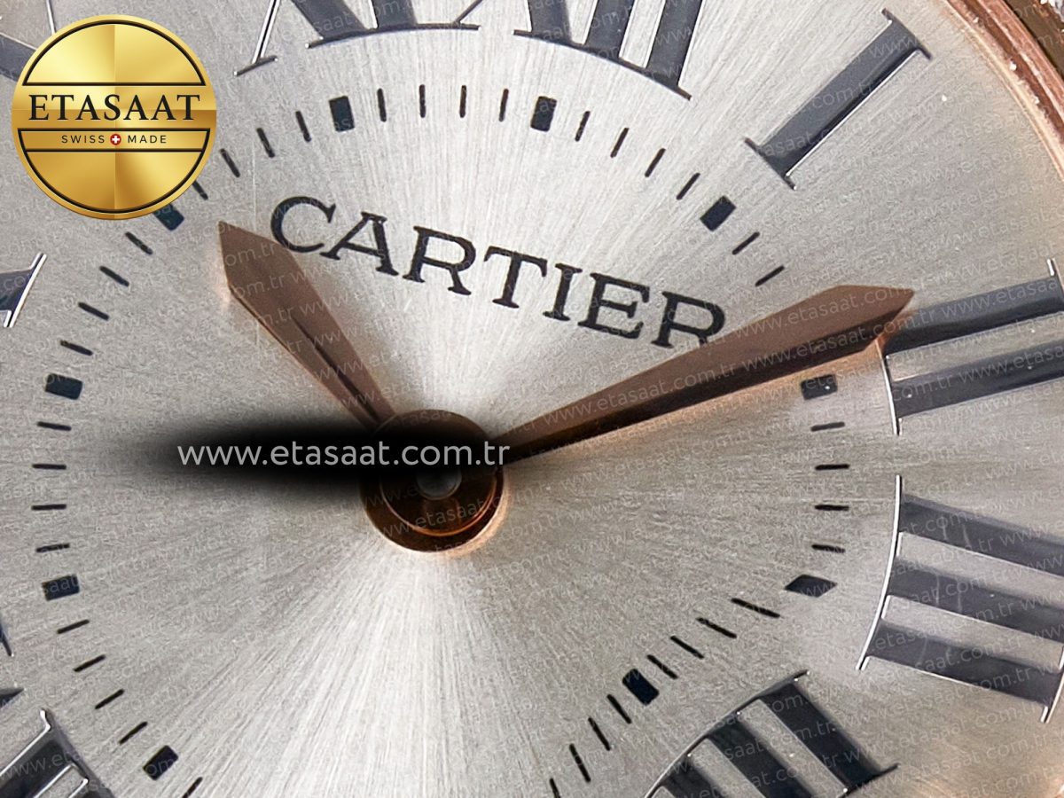 Ballon Blanc De Cartier 30mm RG DRF 1:1 Best Edition Silvered Texture Dial Diamonds Bezel on Green Leather Strap Ronda Quartz - Görsel 11