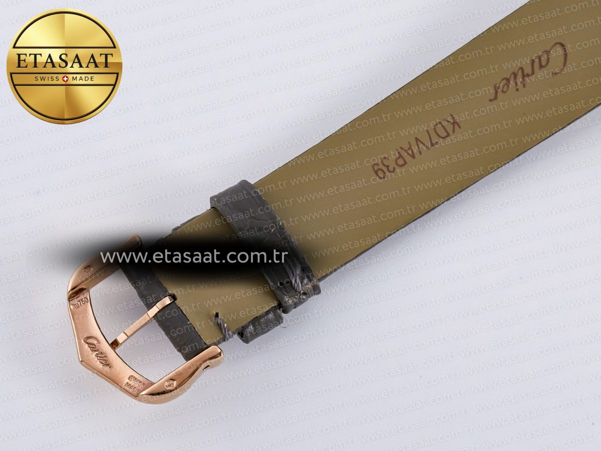 Ballon Blanc De Cartier 30mm RG DRF 1:1 Best Edition Silvered Texture Dial Diamonds Bezel on Green Leather Strap Ronda Quartz - Görsel 19