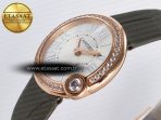 Ballon Blanc De Cartier 30mm RG DRF 1:1 Best Edition Silvered Texture Dial Diamonds Bezel on Green Leather Strap Ronda Quartz - Görsel 6