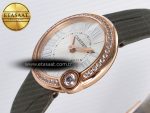 Ballon Blanc De Cartier 30mm RG DRF 1:1 Best Edition Silvered Texture Dial Diamonds Bezel on Green Leather Strap Ronda Quartz - Görsel 6