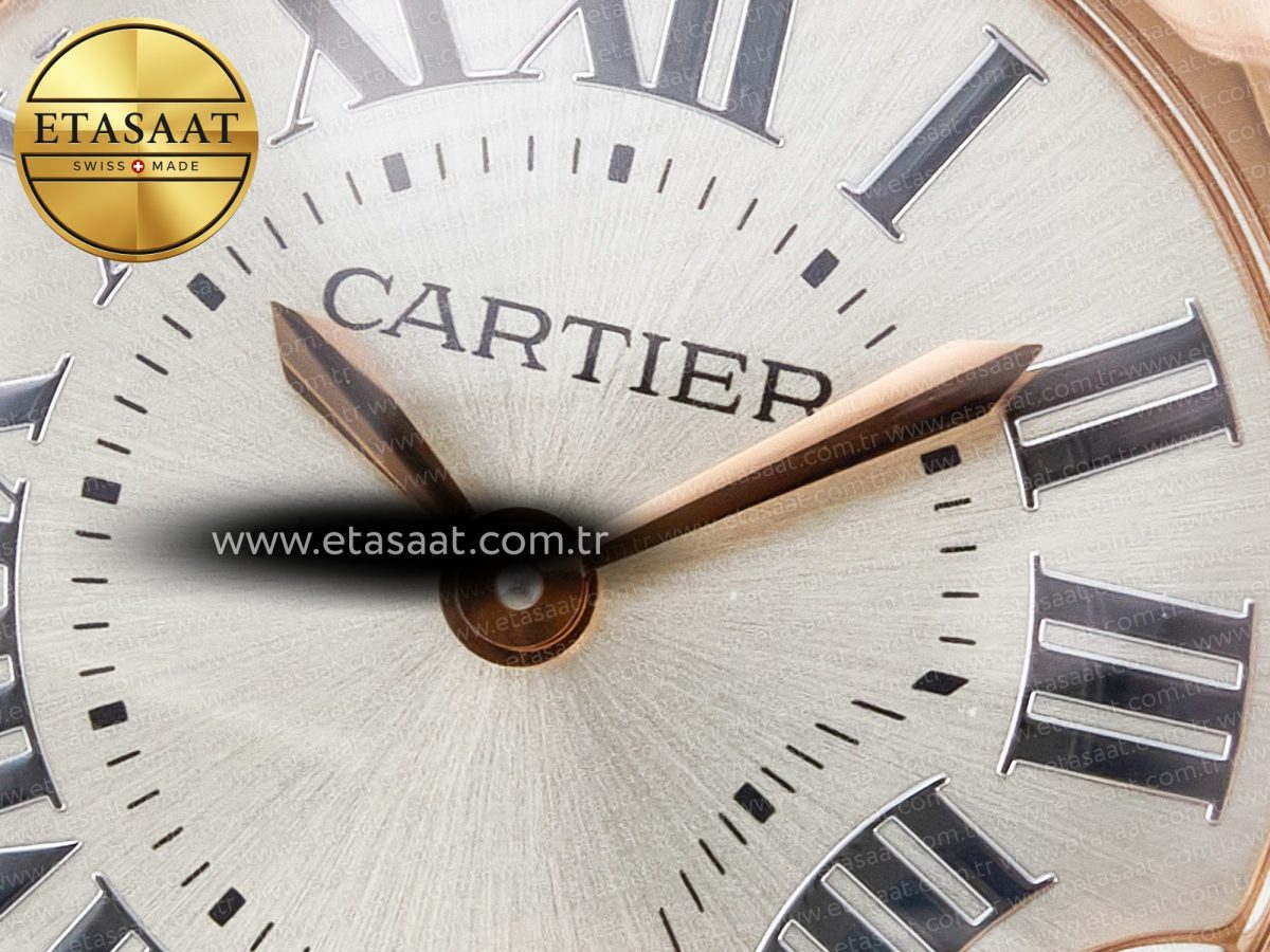 Ballon Blanc De Cartier 30mm RG DRF 1:1 Best Edition Silvered Texture Dial on Black Leather Strap Ronda Quartz - Görsel 10