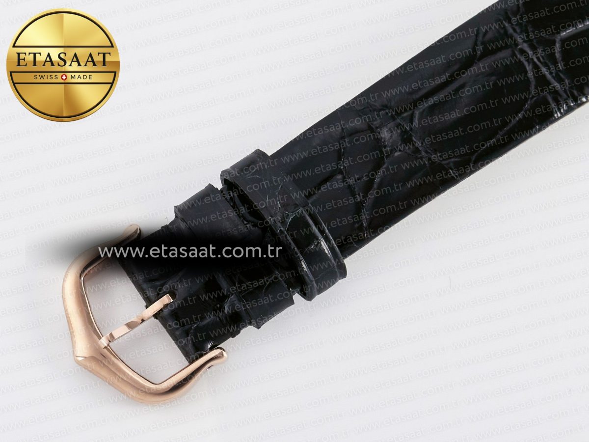 Ballon Blanc De Cartier 30mm RG DRF 1:1 Best Edition Silvered Texture Dial on Black Leather Strap Ronda Quartz - Görsel 17