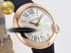Ballon Blanc De Cartier 30mm RG DRF 1:1 Best Edition Silvered Texture Dial on Black Leather Strap Ronda Quartz - Görsel 5
