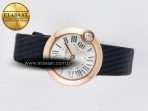 Ballon Blanc De Cartier 30mm RG DRF 1:1 Best Edition Silvered Texture Dial on Black Leather Strap Ronda Quartz - Görsel 9