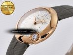 Ballon Blanc De Cartier 30mm RG DRF 1:1 Best Edition Silvered Texture Dial on Green Leather Strap Ronda Quartz - Görsel 6