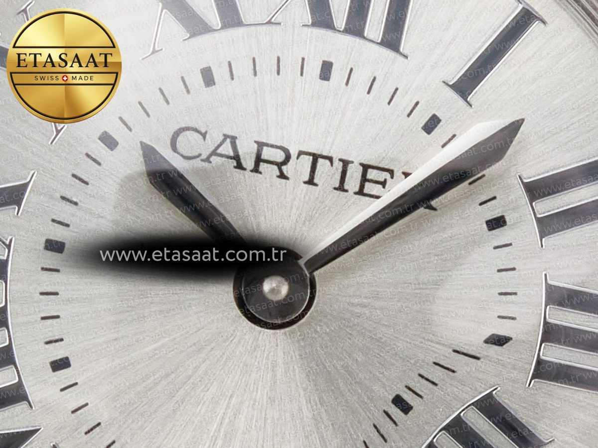Ballon Blanc De Cartier 30mm SS DRF 1:1 Best Edition Silvered Texture Dial Diamonds Bezel on Blue Calfskin Strap Ronda Quartz - Görsel 10