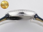 Ballon Blanc De Cartier 30mm SS DRF 1:1 Best Edition Silvered Texture Dial Diamonds Bezel on Blue Calfskin Strap Ronda Quartz - Görsel 12