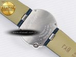 Ballon Blanc De Cartier 30mm SS DRF 1:1 Best Edition Silvered Texture Dial Diamonds Bezel on Blue Calfskin Strap Ronda Quartz - Görsel 15
