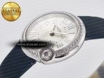 Ballon Blanc De Cartier 30mm SS DRF 1:1 Best Edition Silvered Texture Dial Diamonds Bezel on Blue Calfskin Strap Ronda Quartz - Görsel 6