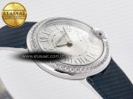 Ballon Blanc De Cartier 30mm SS DRF 1:1 Best Edition Silvered Texture Dial Diamonds Bezel on Blue Calfskin Strap Ronda Quartz - Görsel 7
