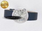 Ballon Blanc De Cartier 30mm SS DRF 1:1 Best Edition Silvered Texture Dial Diamonds Bezel on Blue Calfskin Strap Ronda Quartz - Görsel 9