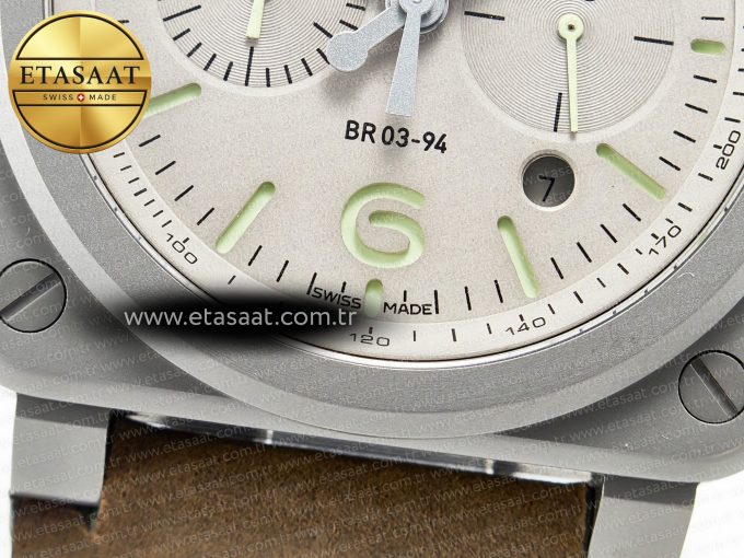 BR 03-94 Horolum Chronograph 1:1 Best Edition Brown Dial on Leather Strap Asia 7750 - Görsel 13