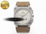 BR 03-94 Horolum Chronograph 1:1 Best Edition Brown Dial on Leather Strap Asia 7750 - Görsel 3