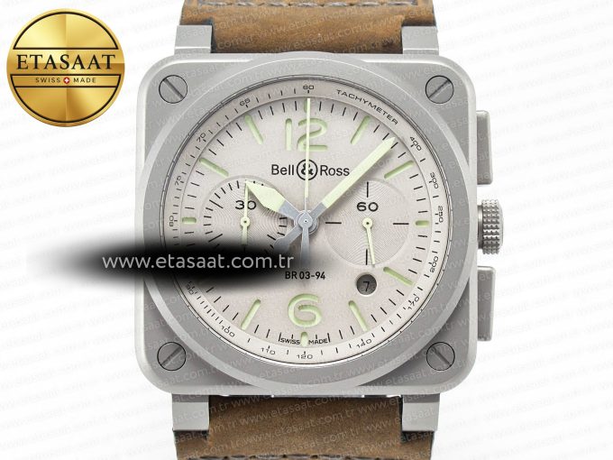 BR 03-94 Horolum Chronograph 1:1 Best Edition Brown Dial on Leather Strap Asia 7750 - Görsel 4