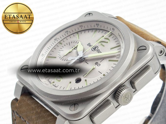 BR 03-94 Horolum Chronograph 1:1 Best Edition Brown Dial on Leather Strap Asia 7750 - Görsel 6