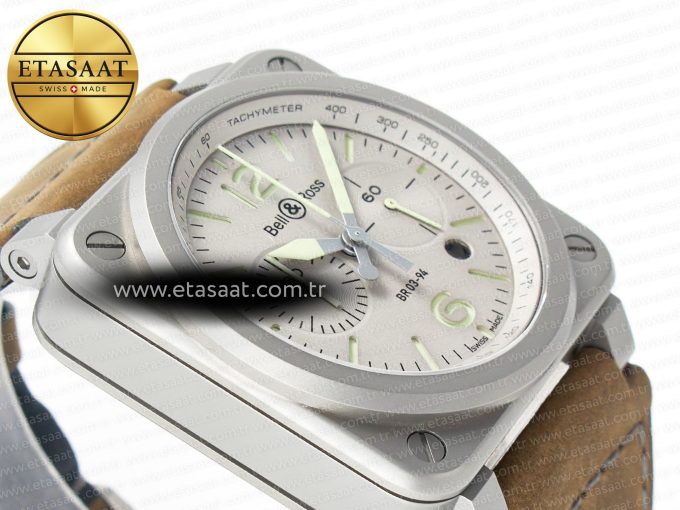 BR 03-94 Horolum Chronograph 1:1 Best Edition Brown Dial on Leather Strap Asia 7750 - Görsel 7