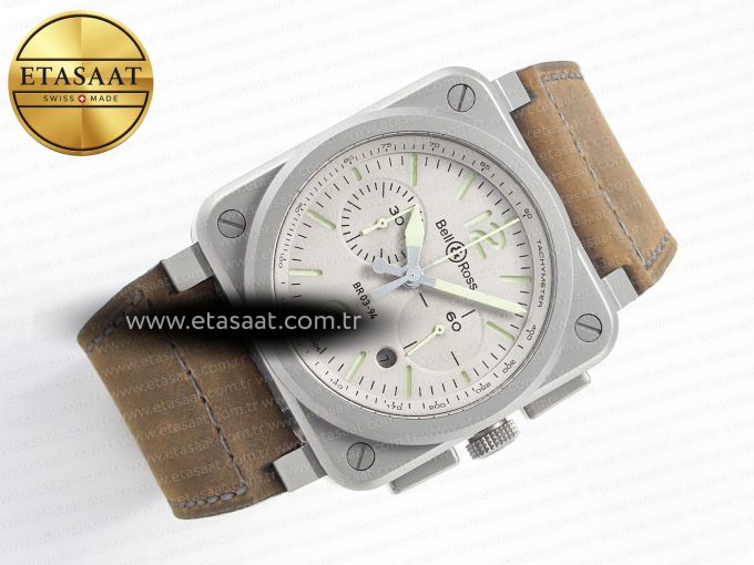BR 03-94 Horolum Chronograph 1:1 Best Edition Brown Dial on Leather Strap Asia 7750 - Görsel 8