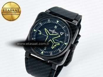 BR-03 Gyrocompass BRF 1:1 Best Edition Black Dial on Black Rubber Strap MIYOTA 9015