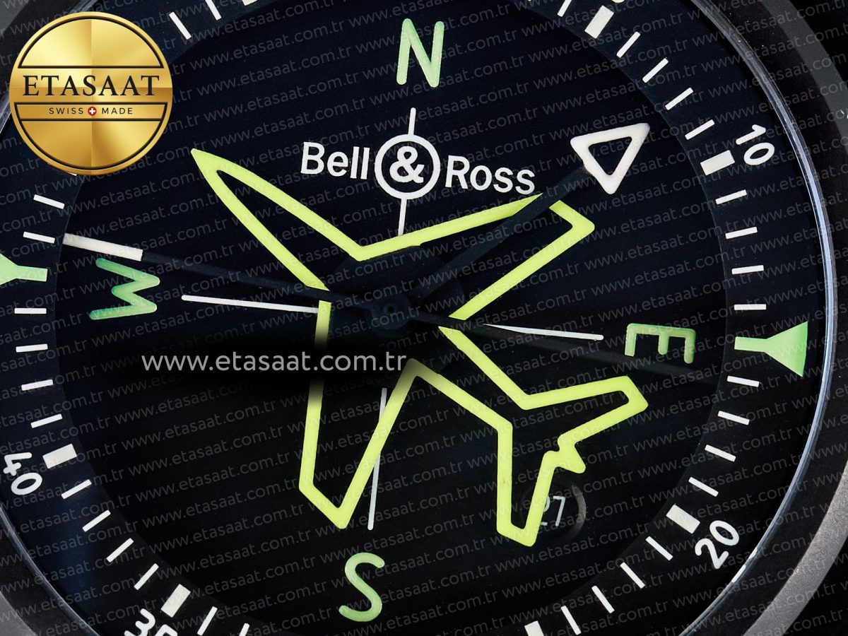 BR-03 Gyrocompass BRF 1:1 Best Edition Black Dial on Black Rubber Strap MIYOTA 9015 - Görsel 10