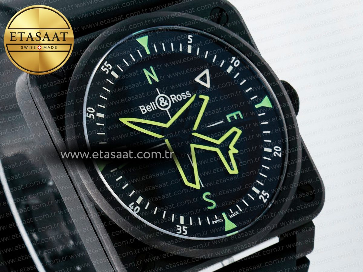 BR-03 Gyrocompass BRF 1:1 Best Edition Black Dial on Black Rubber Strap MIYOTA 9015 - Görsel 5