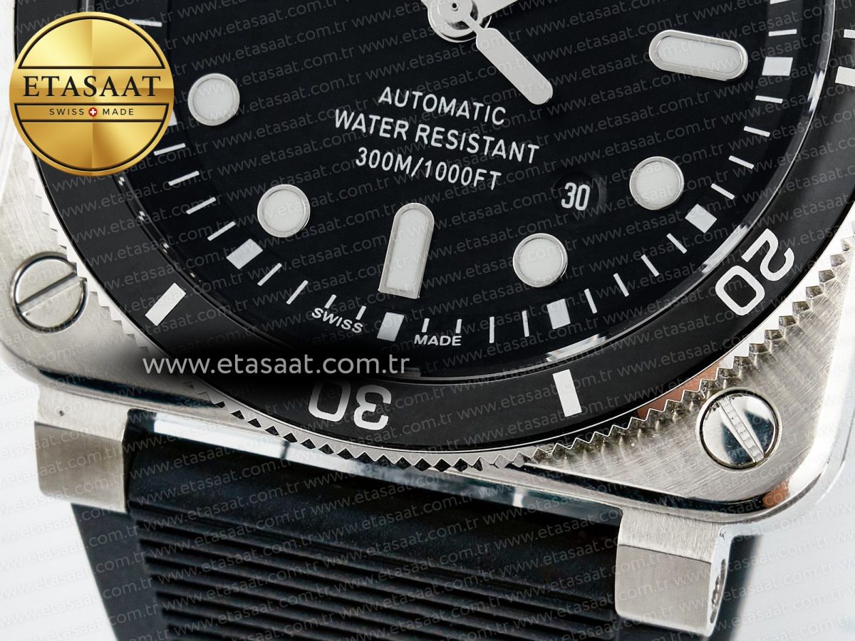 BR03-92 Diver BRF 1:1 Best Edition Black Dial on Black Rubber Strap A2824 - Görsel 13