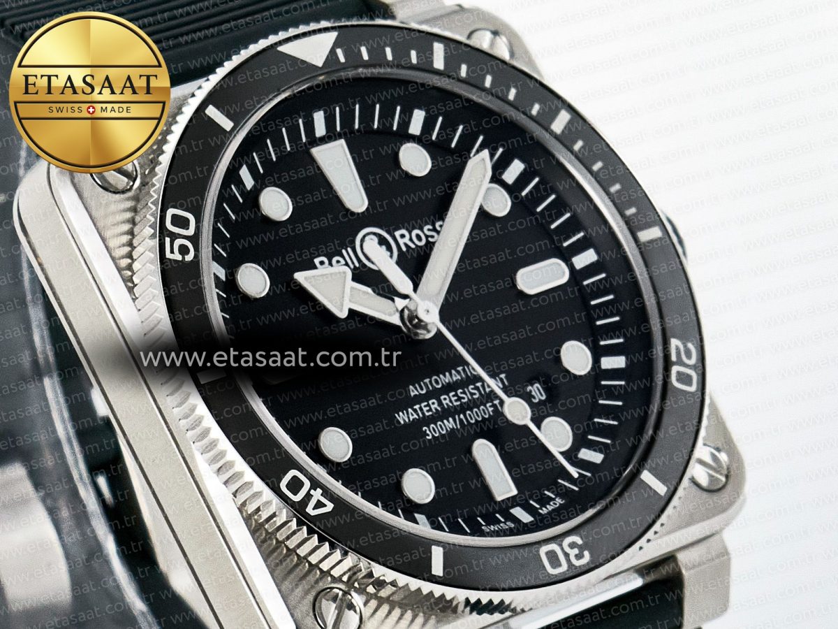 BR03-92 Diver BRF 1:1 Best Edition Black Dial on Black Rubber Strap A2824 - Görsel 5