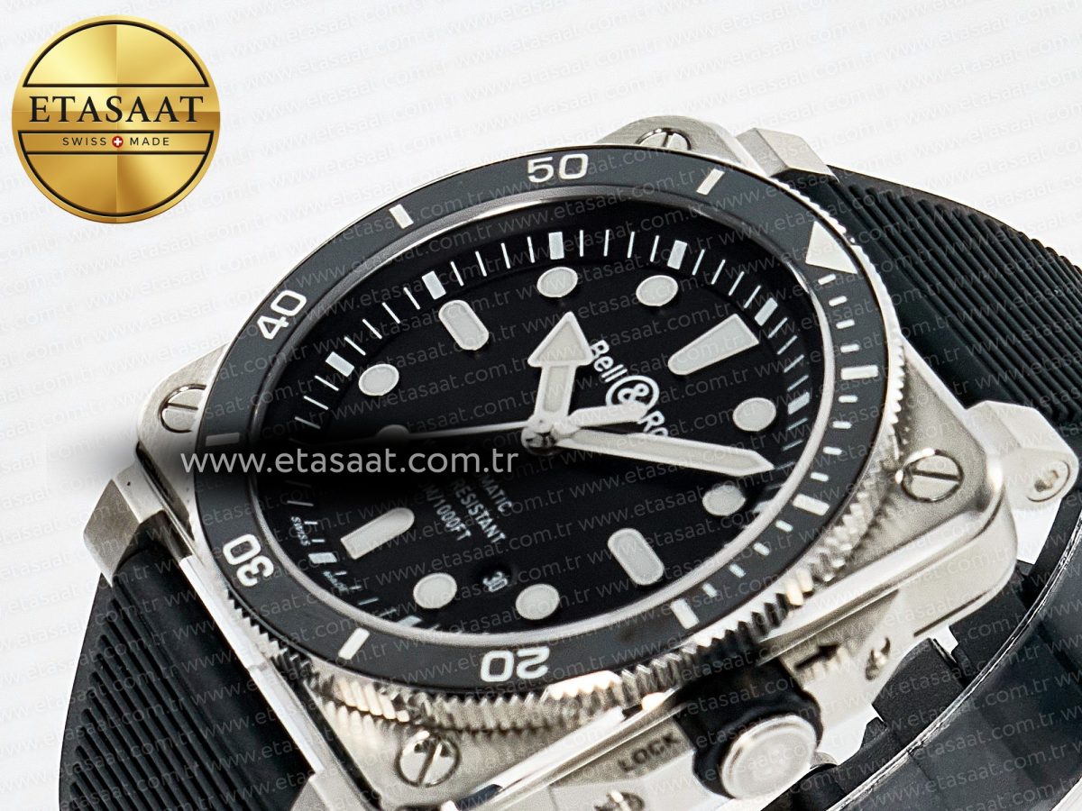 BR03-92 Diver BRF 1:1 Best Edition Black Dial on Black Rubber Strap A2824 - Görsel 6