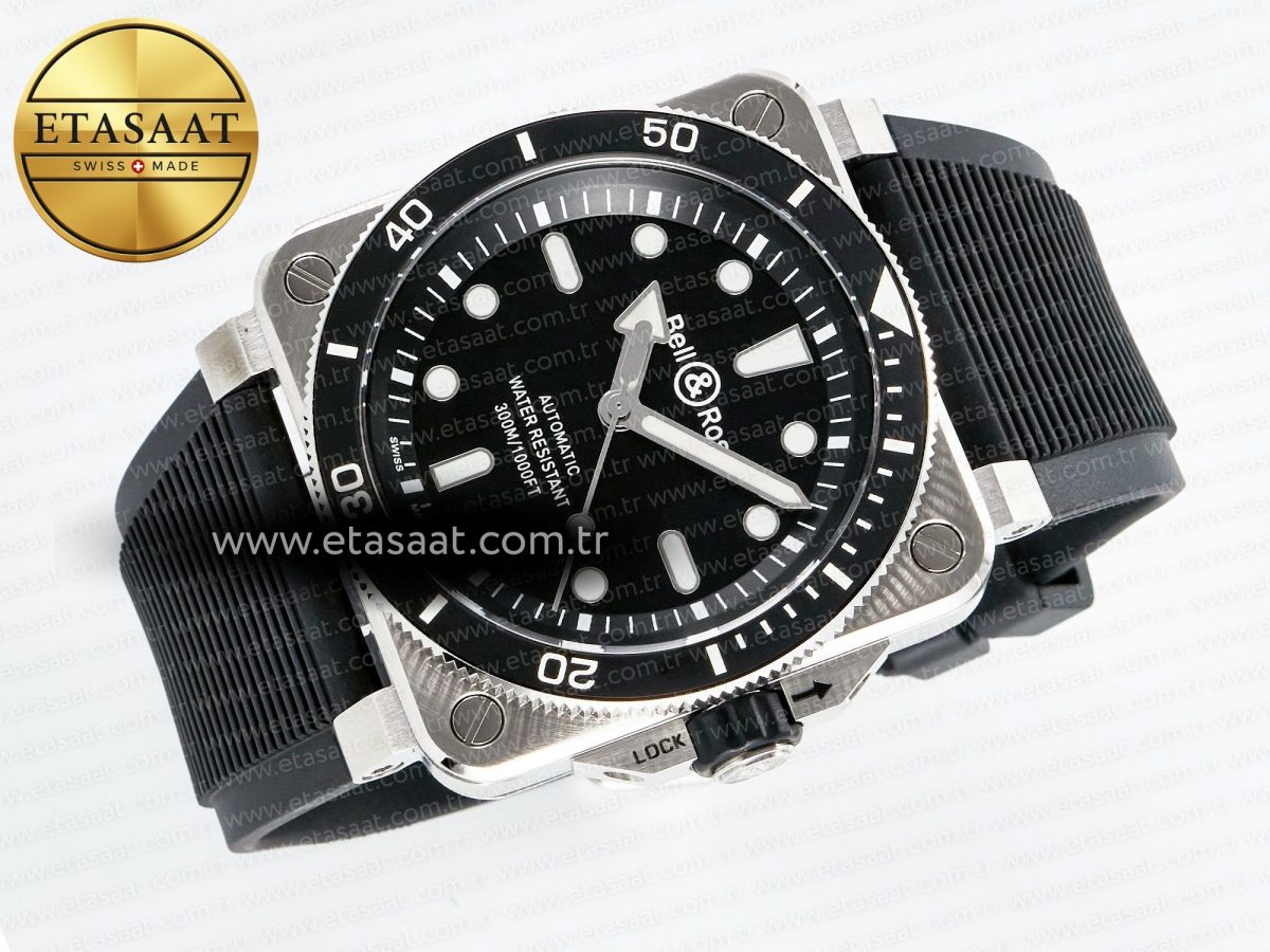 BR03-92 Diver BRF 1:1 Best Edition Black Dial on Black Rubber Strap A2824 - Görsel 8
