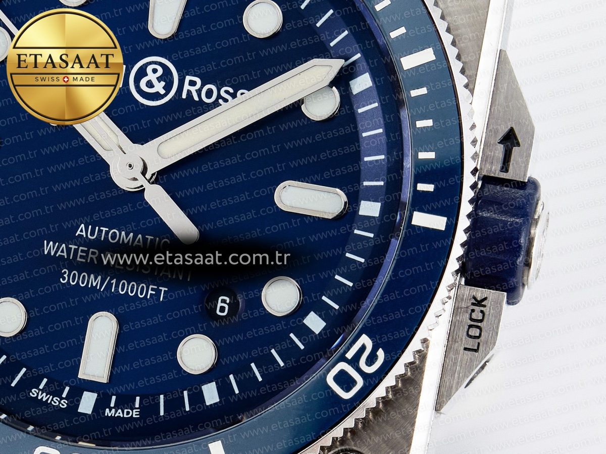 BR03-92 Diver BRF 1:1 Best Edition Blue Dial on Blue Rubber Strap A2824 - Görsel 11