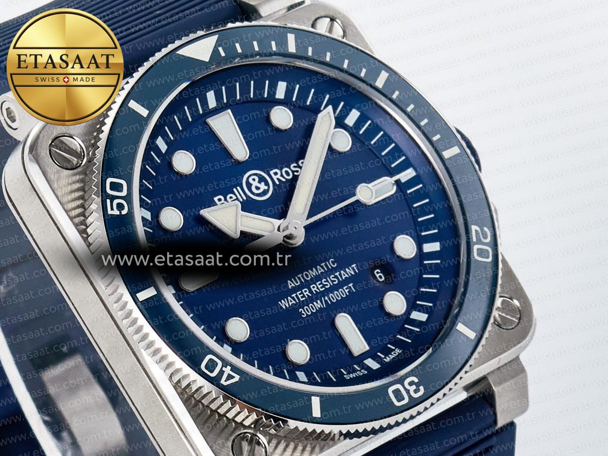 BR03-92 Diver BRF 1:1 Best Edition Blue Dial on Blue Rubber Strap A2824 - Görsel 5