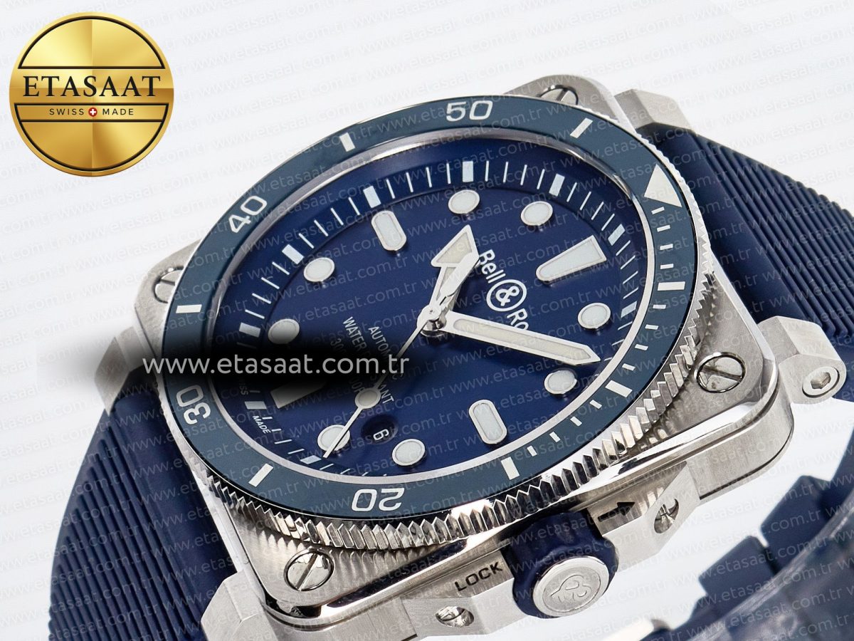 BR03-92 Diver BRF 1:1 Best Edition Blue Dial on Blue Rubber Strap A2824 - Görsel 6