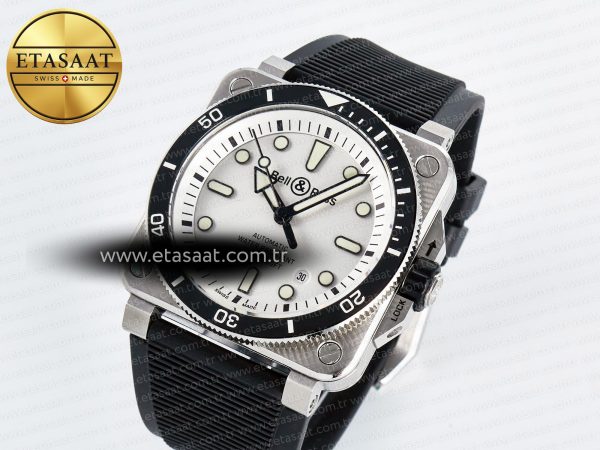 BR03-92 Diver BRF 1:1 Best Edition White Dial on Black Rubber Strap A2824