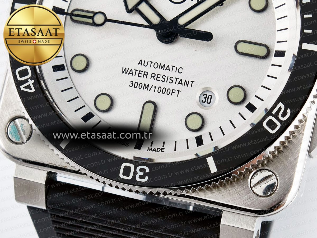 BR03-92 Diver BRF 1:1 Best Edition White Dial on Black Rubber Strap A2824 - Görsel 13