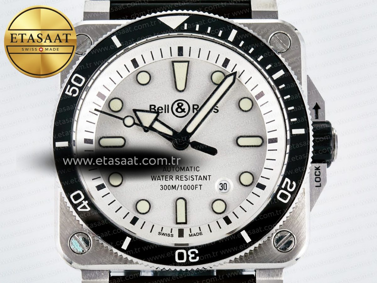 BR03-92 Diver BRF 1:1 Best Edition White Dial on Black Rubber Strap A2824 - Görsel 4