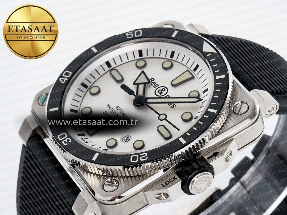 BR03-92 Diver BRF 1:1 Best Edition White Dial on Black Rubber Strap A2824 - Görsel 6