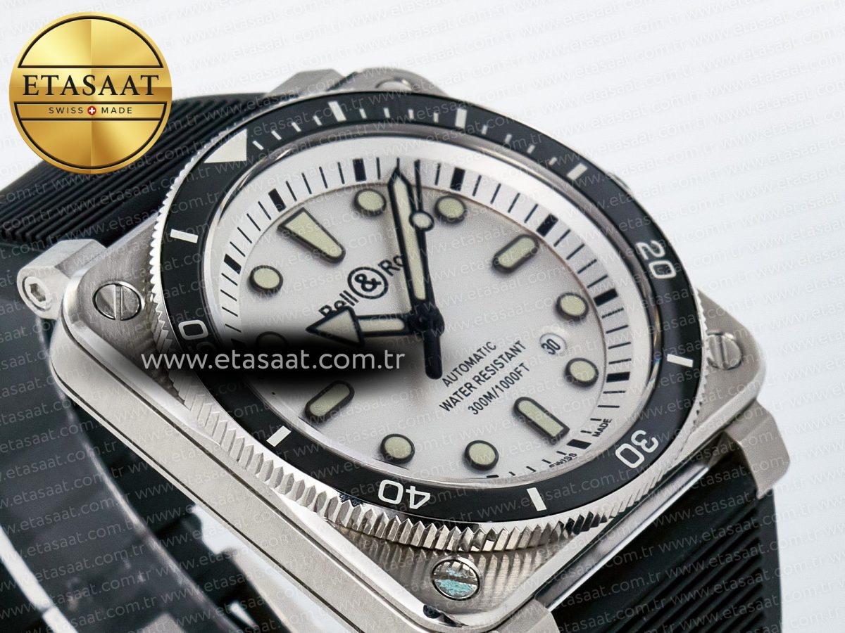 BR03-92 Diver BRF 1:1 Best Edition White Dial on Black Rubber Strap A2824 - Görsel 7