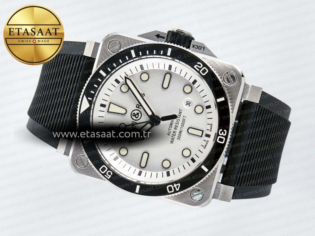 BR03-92 Diver BRF 1:1 Best Edition White Dial on Black Rubber Strap A2824 - Görsel 9