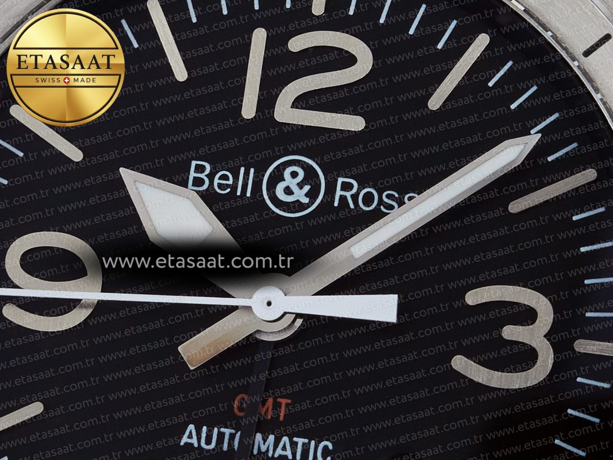 BR03-93 GMT BRF 1:1 Best Edition Black Dial on Black Leather Strap A2824 - Görsel 10