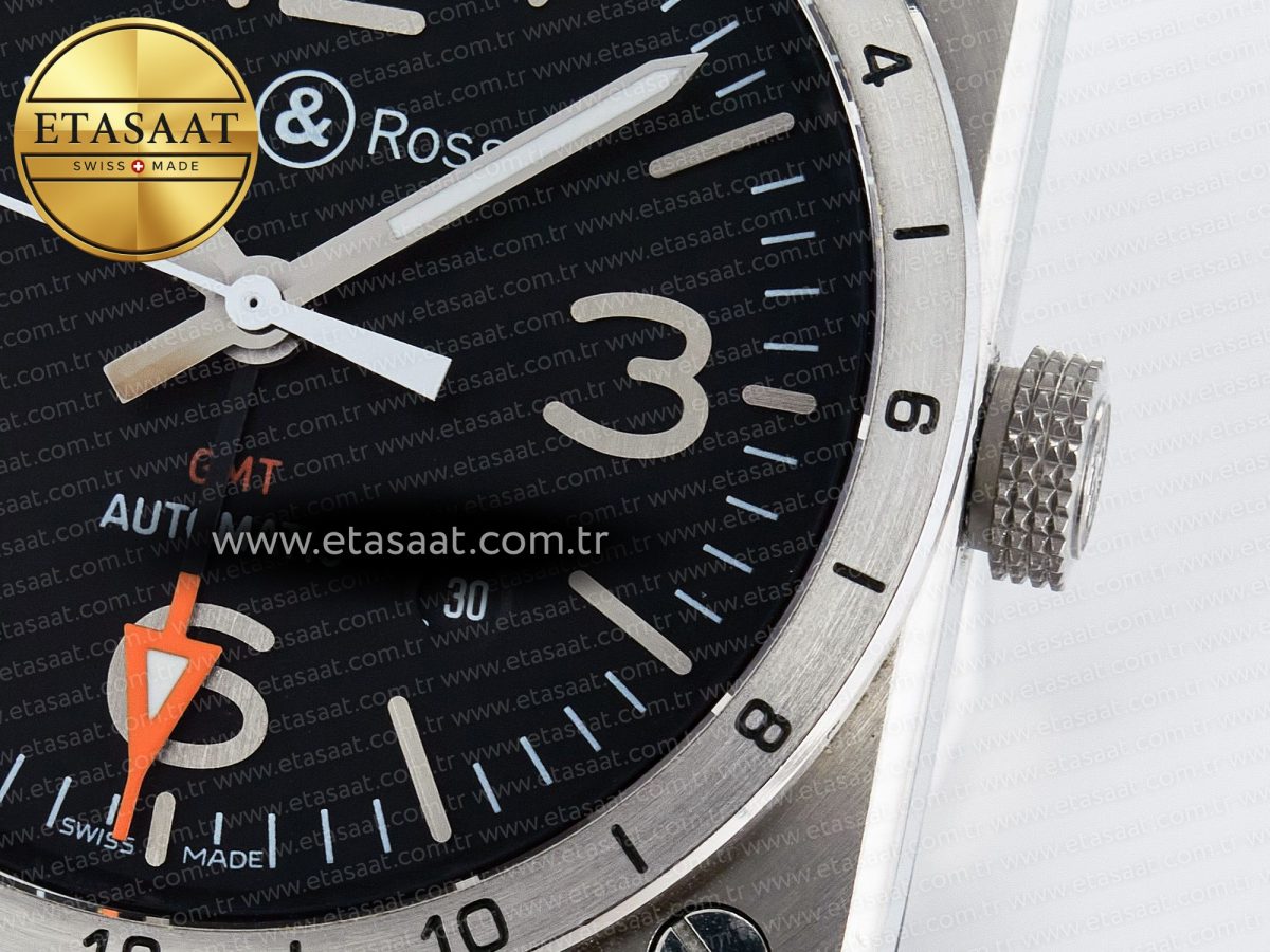 BR03-93 GMT BRF 1:1 Best Edition Black Dial on Black Leather Strap A2824 - Görsel 11