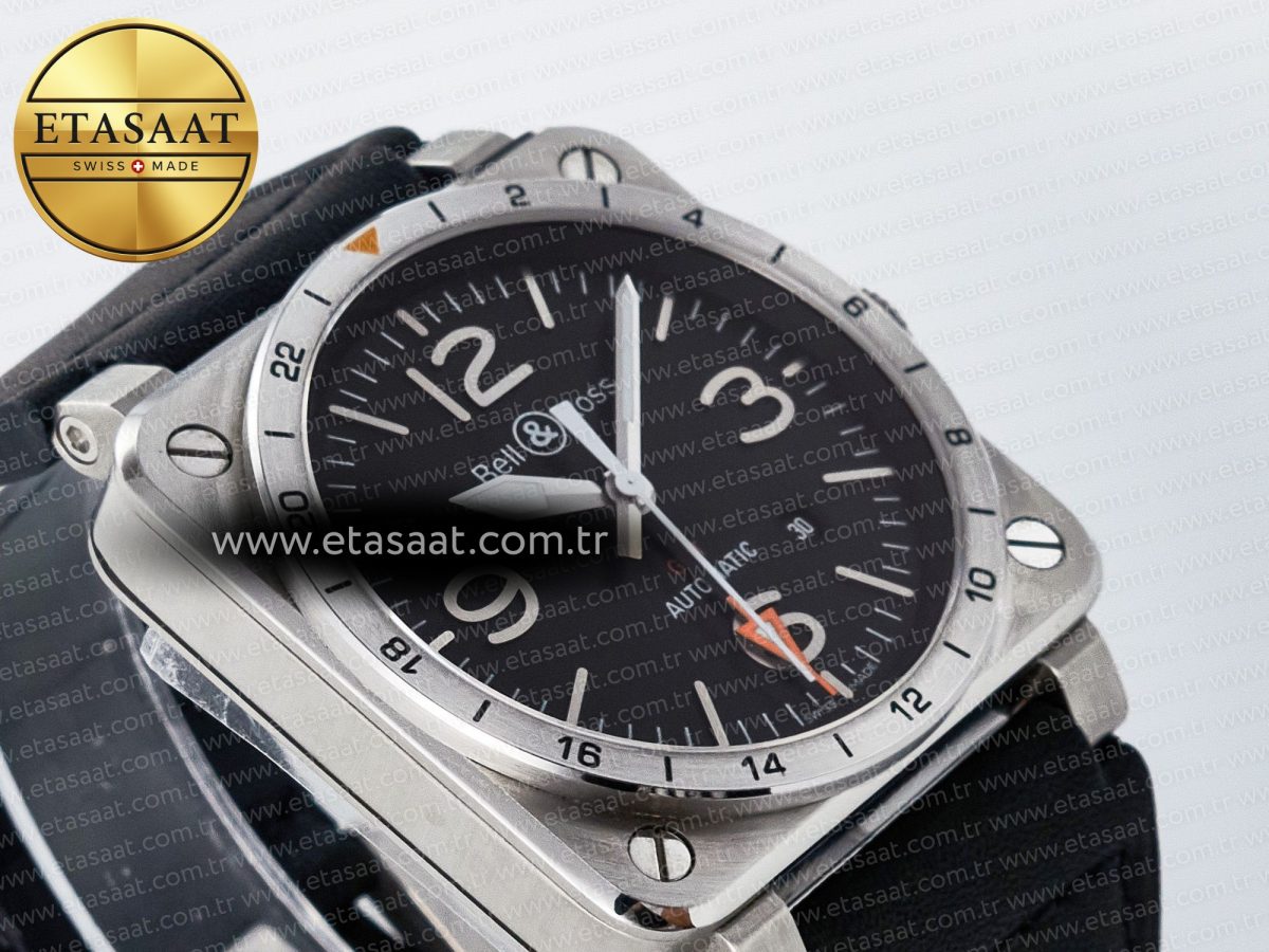 BR03-93 GMT BRF 1:1 Best Edition Black Dial on Black Leather Strap A2824 - Görsel 7